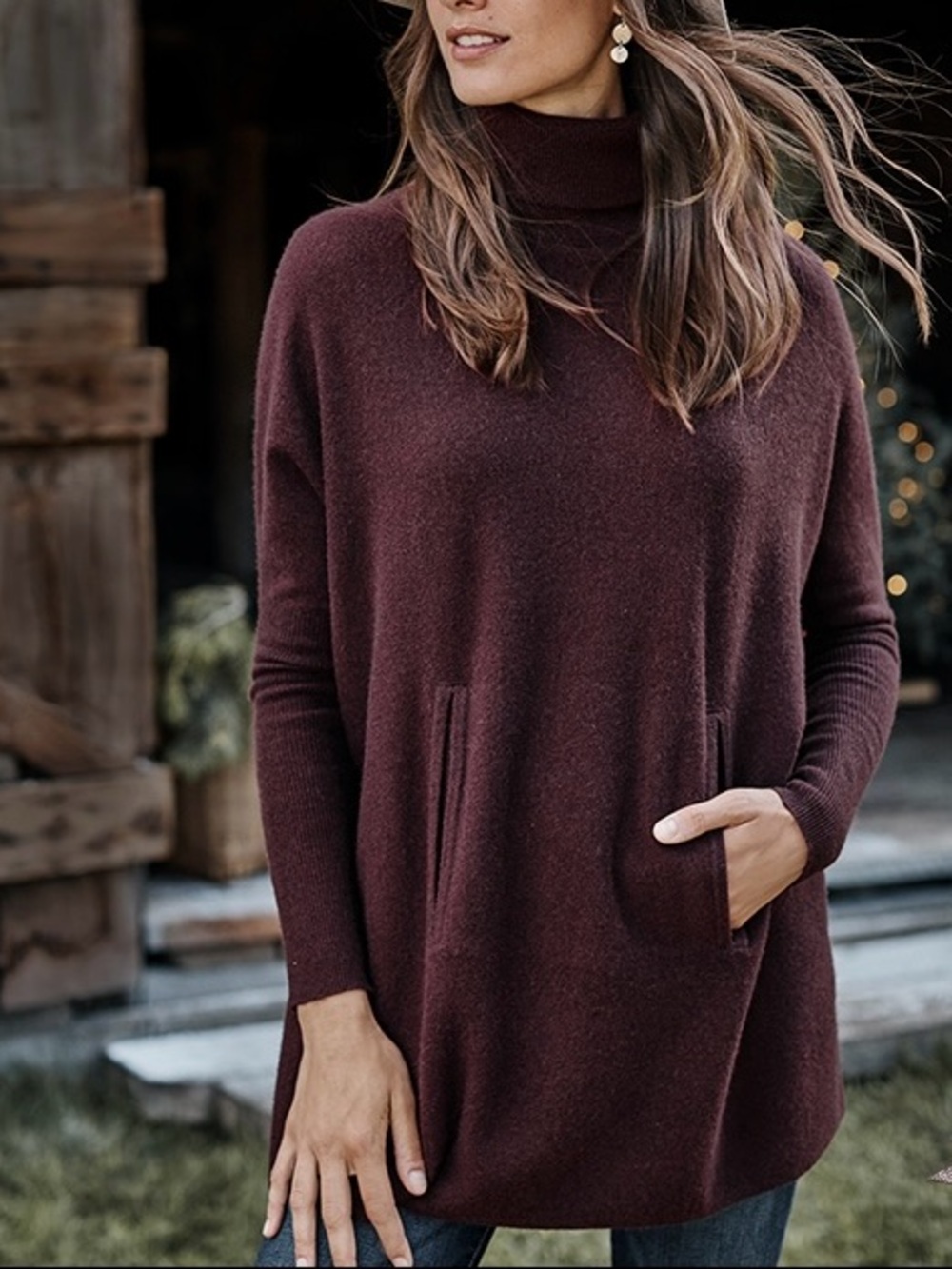 Garnet Hill Wool / Cashmere Oversized Turtleneck Sweater